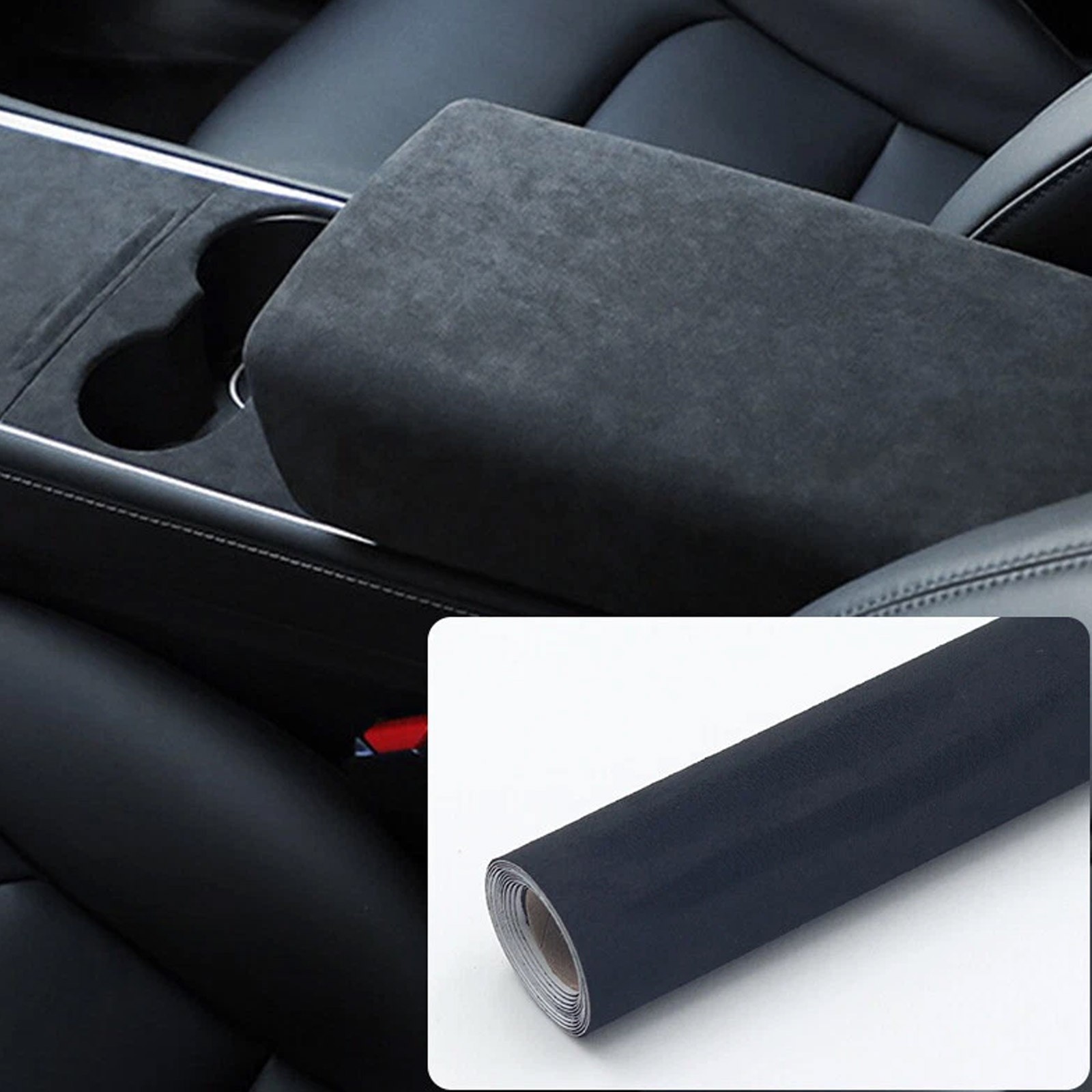 30*150cm Black Self Adhesive Suede Fabric Velvet Liner Roll for Car Interior