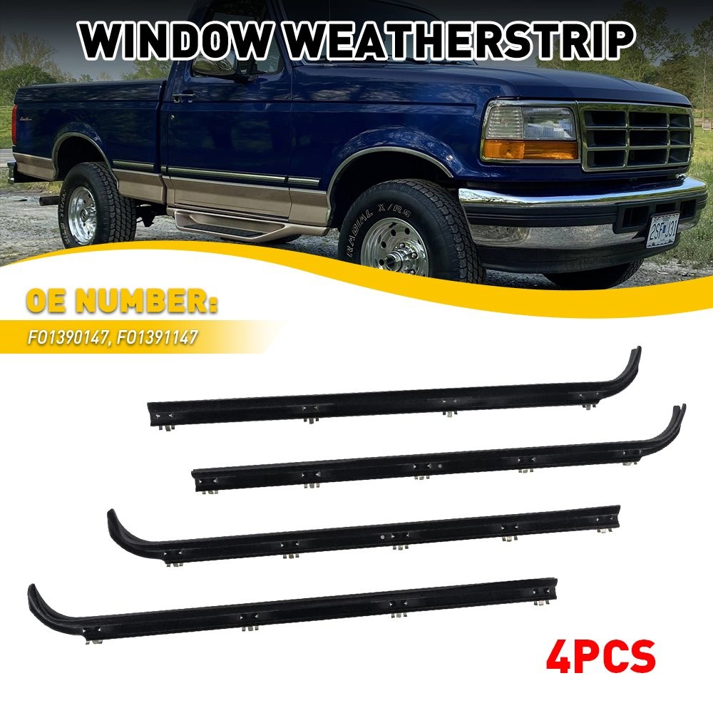 Door Window Seal Belt Weatherstrip 4 Piece Set For 1987-1997 Ford F150 F250 F350
