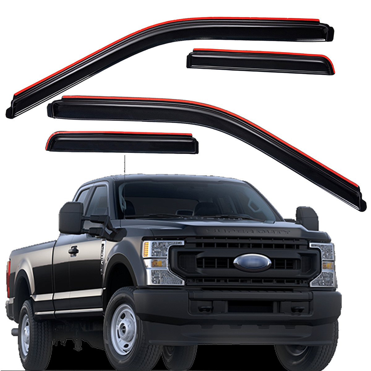 For 17-24 Ford F-250 F-350 Super Duty Super Cab In-Channel Window Visor Vents