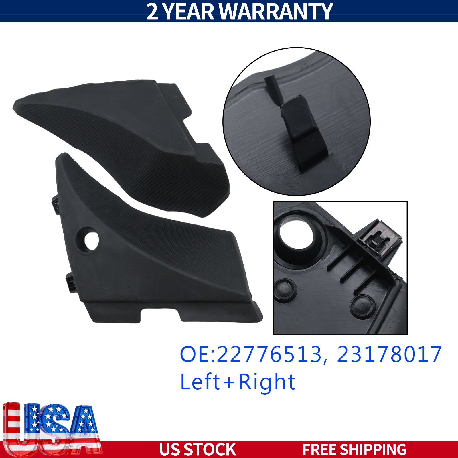 2Pcs Windshield Cowl Air Inlet Panel Trim For Sierra Silverado 2014-2019 Wiper