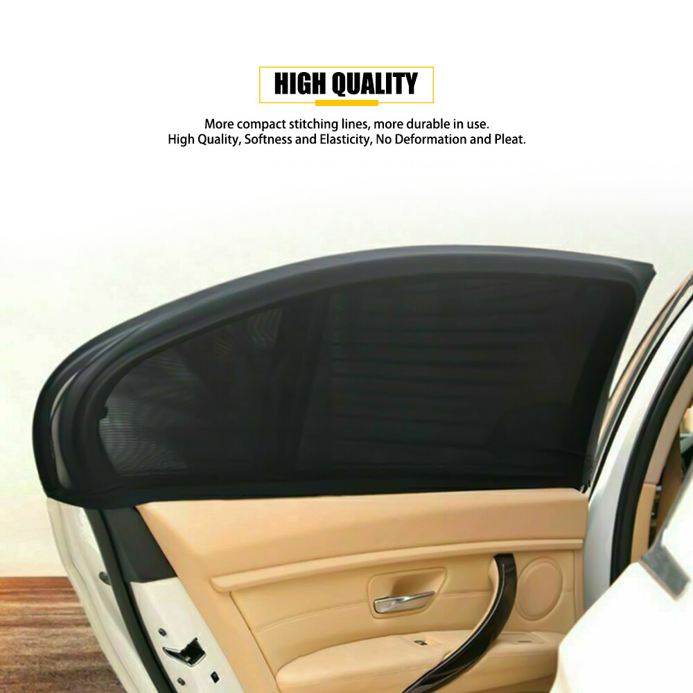 4PCS Car Window Screen Mesh Cover Privacy Mosquito Bugs Net Sun UV Protection