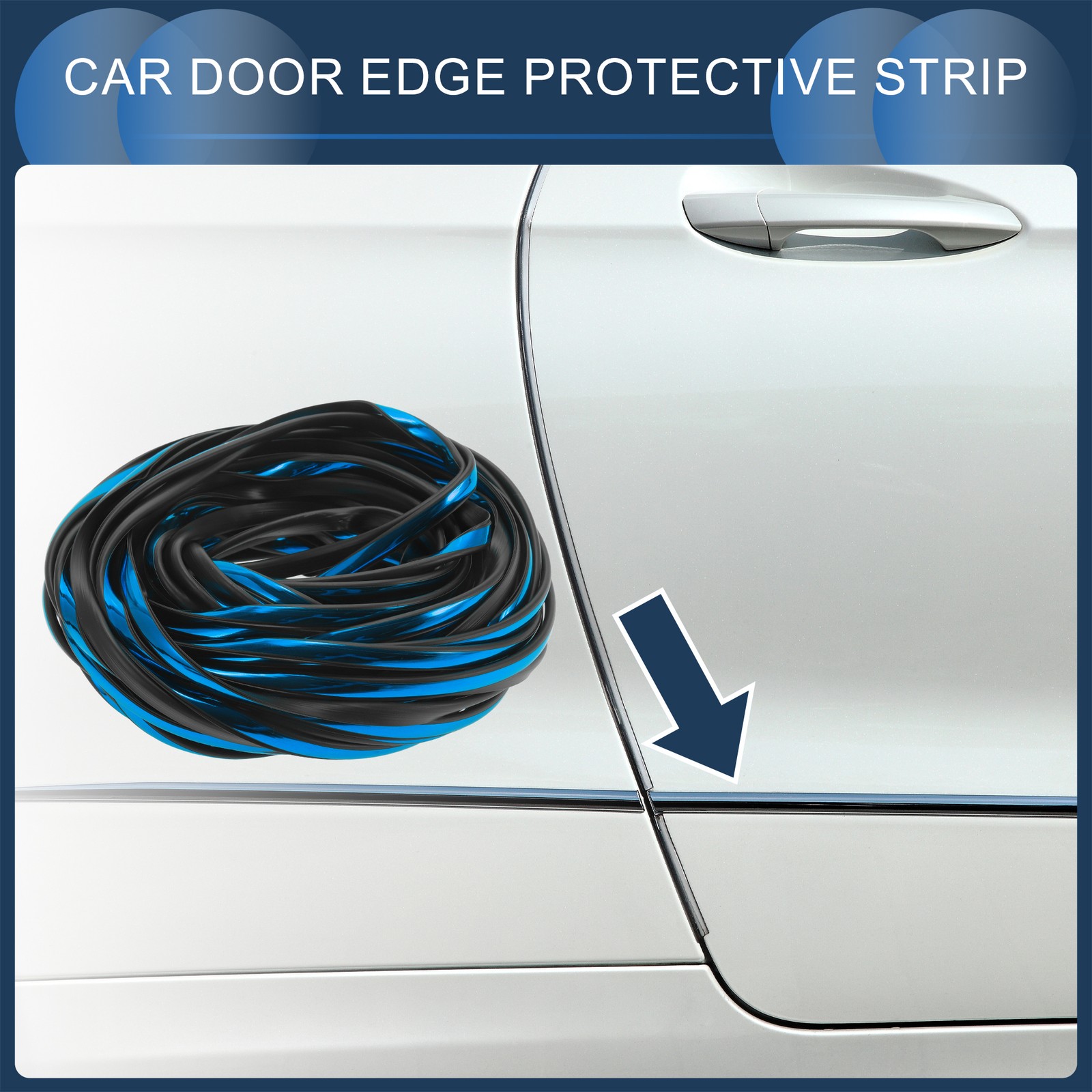 Universal Car Door Edge Guards Exterior 65.62ft U-Shaped PVC Chrome Blue 1 Pc