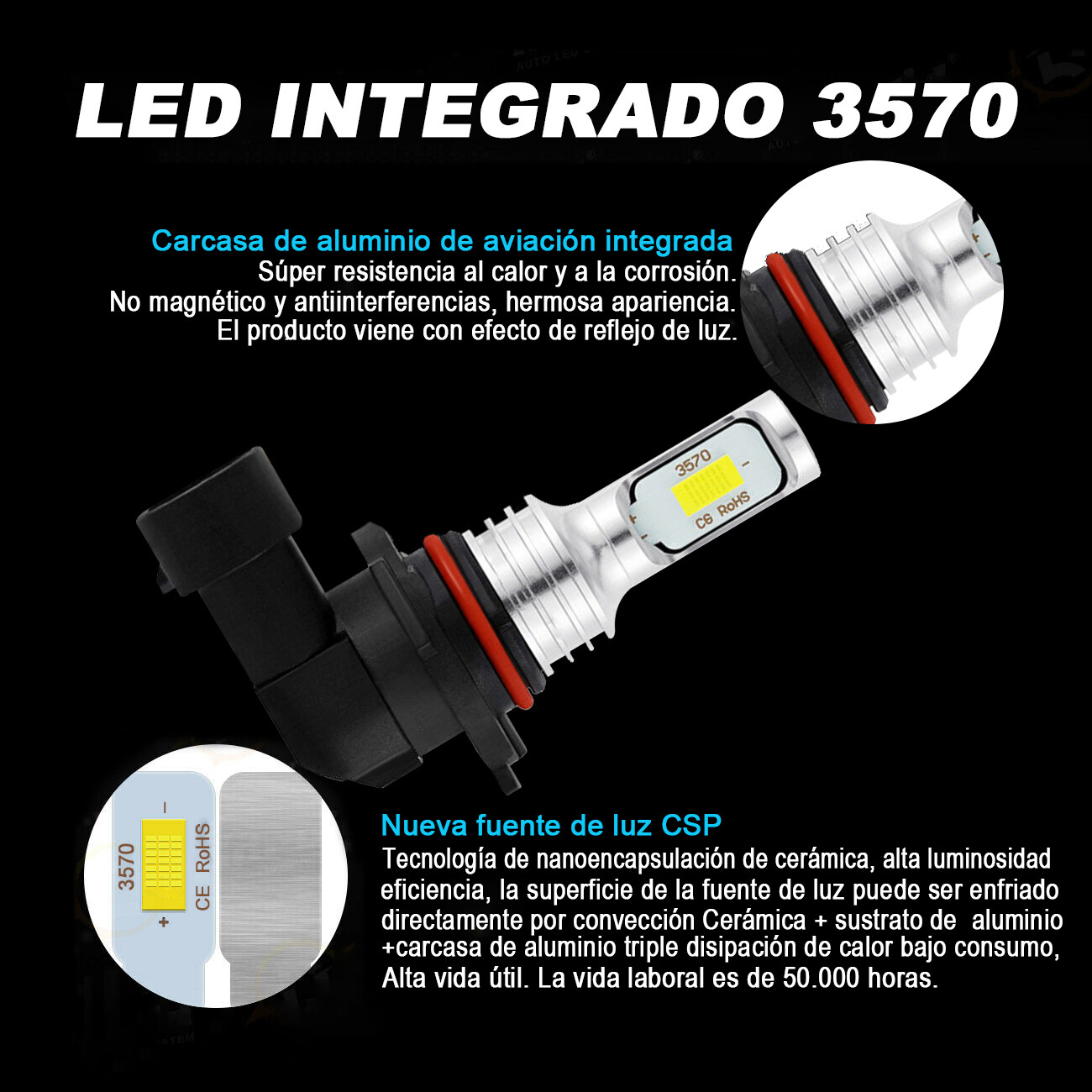 For Mazda 3 2007-2009 Mazda 6 2011-2013 White Hi/Low Beam LED Headlight Bulb Kit
