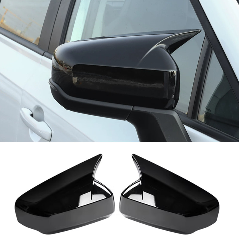 2pcs Glossy Black OX Horn Rearview Mirror Cover Trim For Toyota RAV4 2026