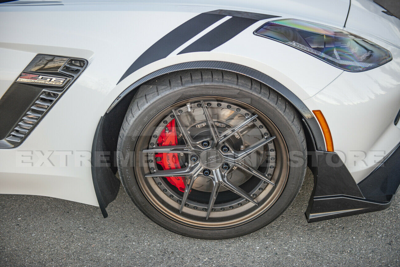 Front Wheel Trim Fender Flares For 14-19 Corvette C7 Hydro-Dipped Carbon Fiber