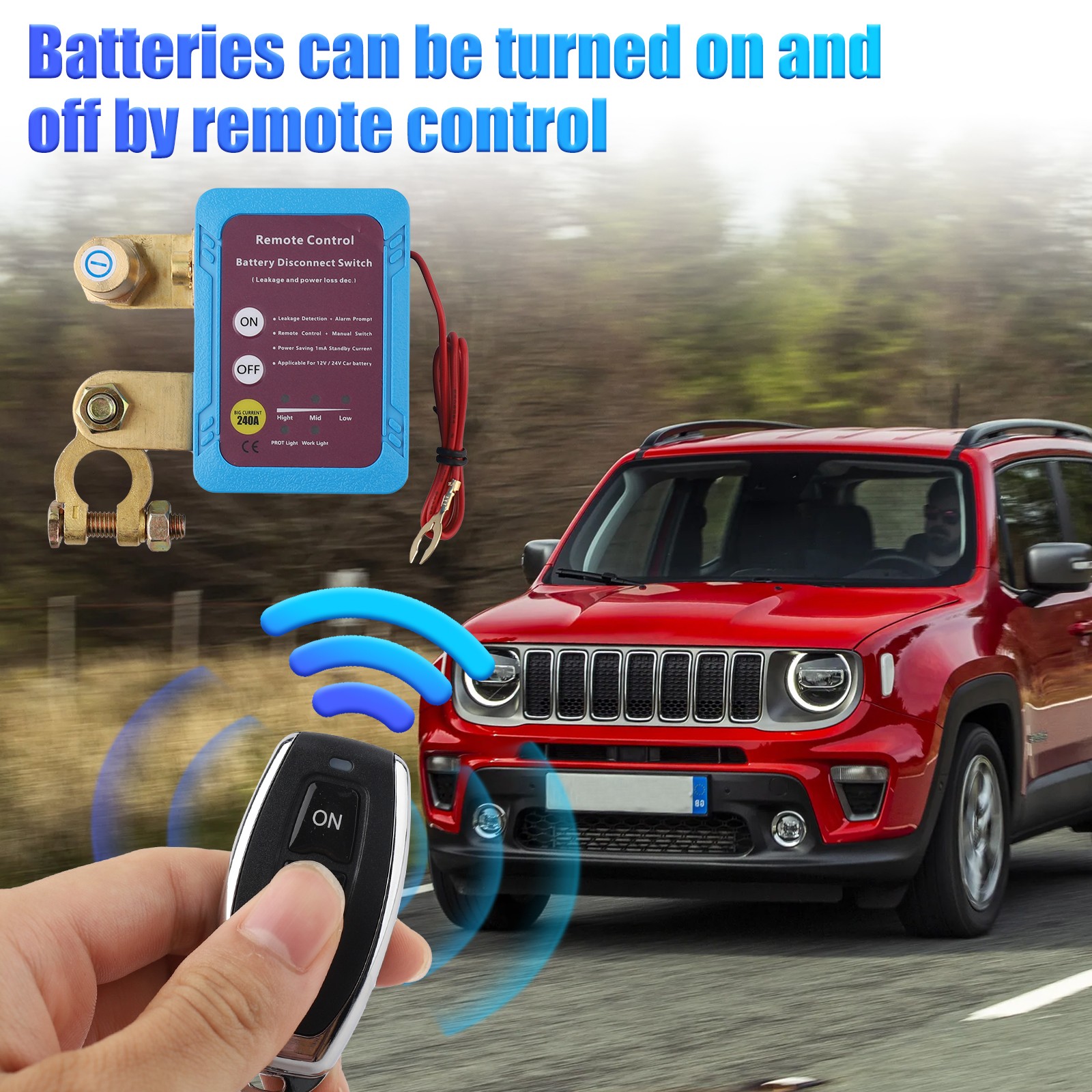 Remote Battery Disconnect Switch Battery Kill Switch 12V 240A for Auto RV ATV US