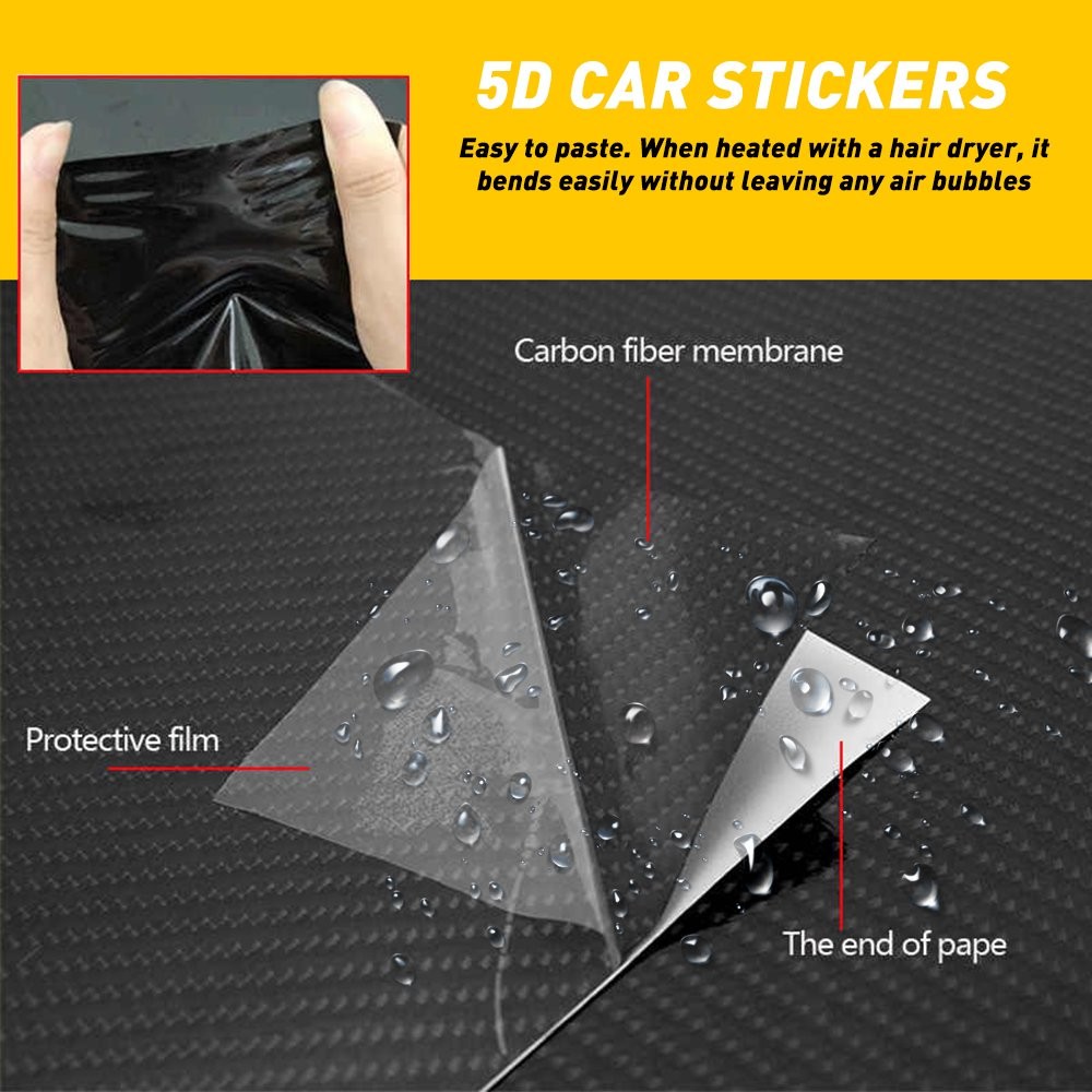 5D Waterproof Carbon Fiber Vinyl Car Wrap Sheet Roll Film Sticker Decal Paper