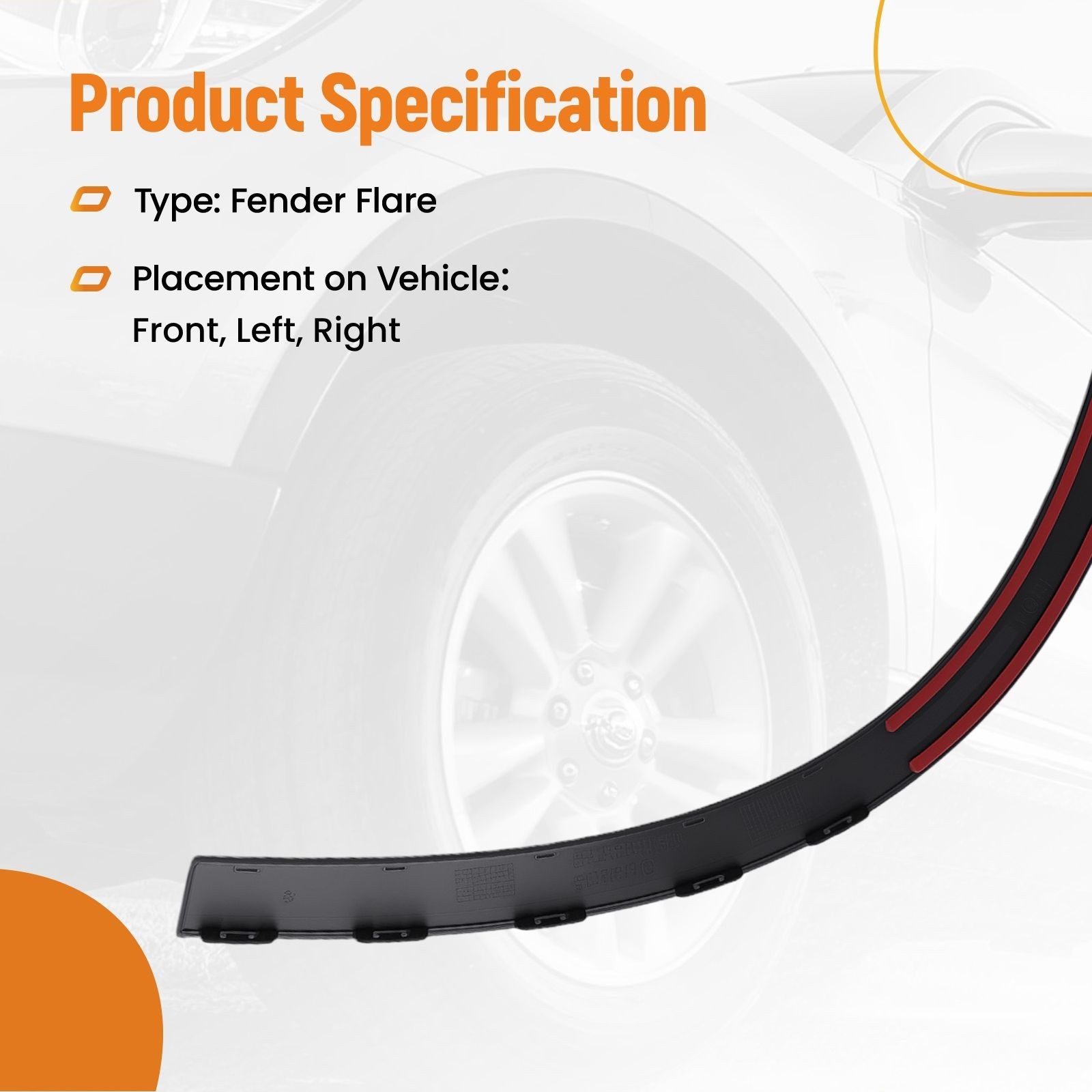 Black Fender Flare Trim for Mercedes Benz GLA250 GLA45 2015-2020 Pair