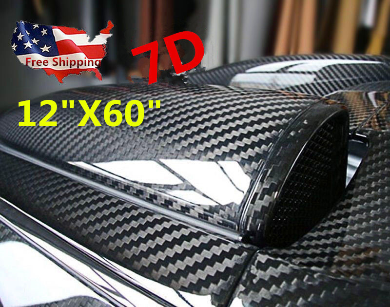 5D Gloss Forged Carbon Fiber Black GOLD Vinyl Car Wrap Film Sticker Decal Sheet