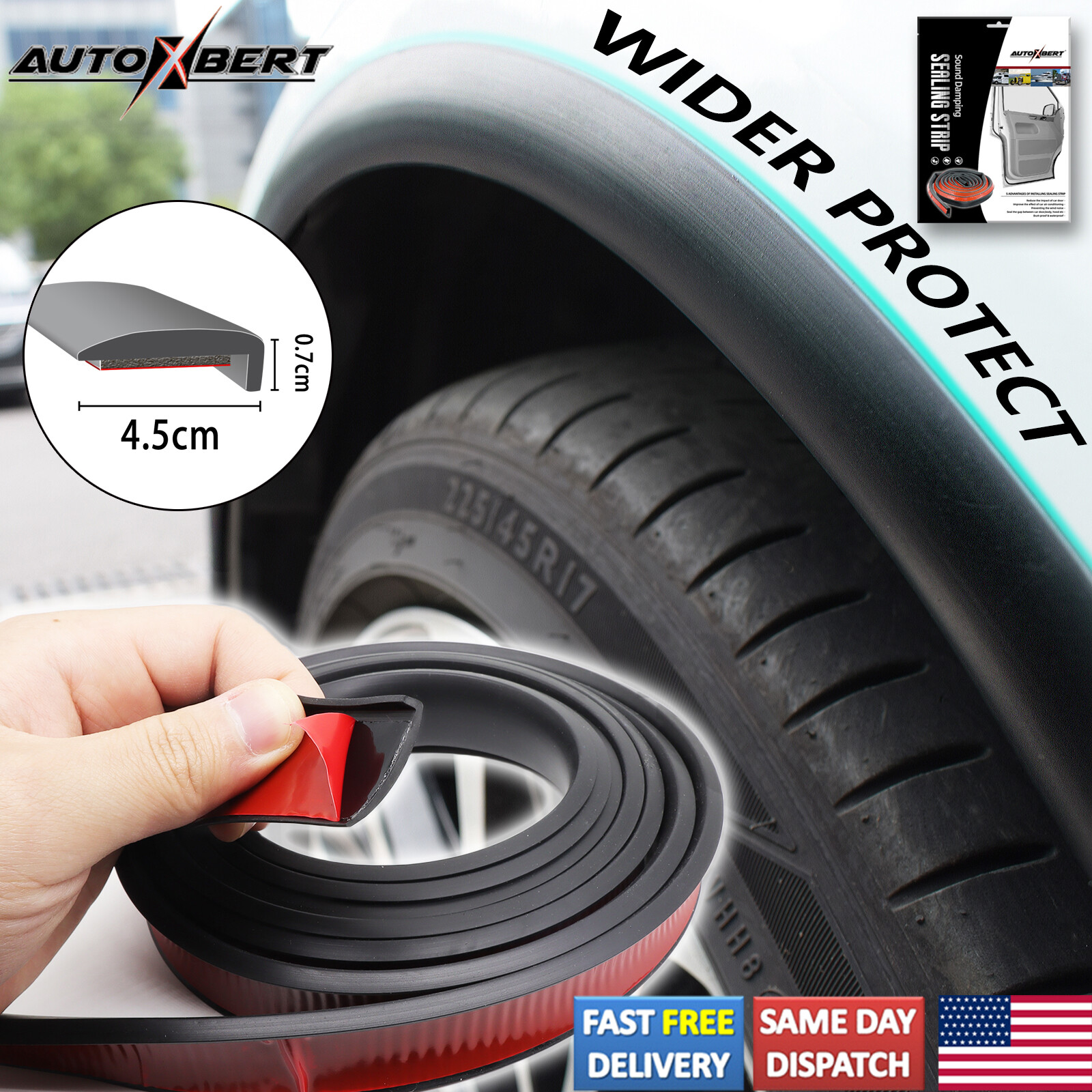 10′ Extra Wide Arches Fender Flares Wheel Eyebrow Trim Strip Arch Lip Protector,