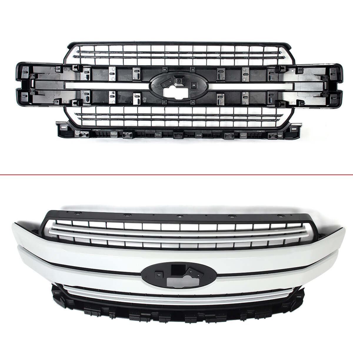 Oxford White Front Bumper Grille Grill For 2018-20 Ford F-150 F150 Lariat Style