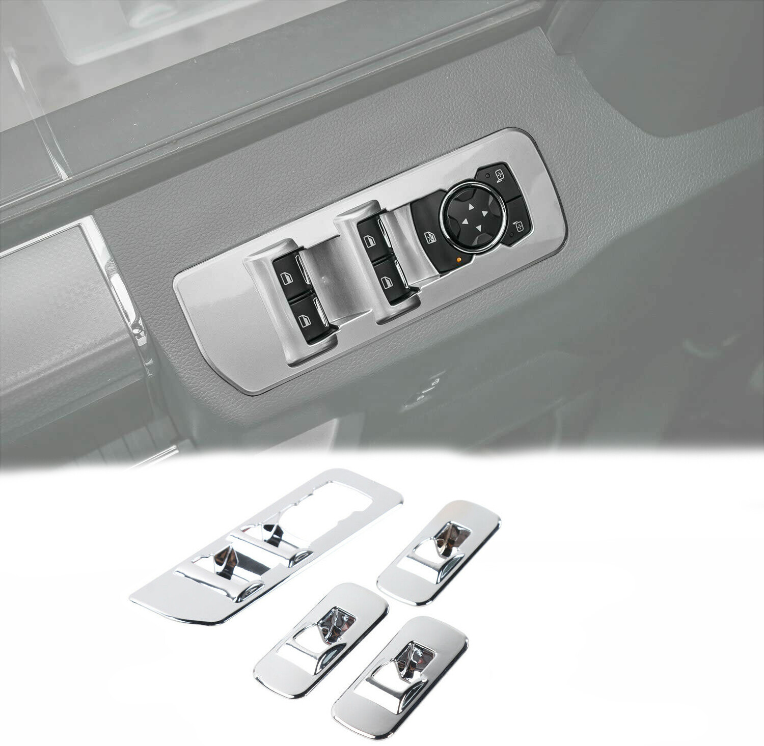 4x Car Window Lift Panel Switch Trim Decor Cover fit for Ford F150 2015+ Chrome