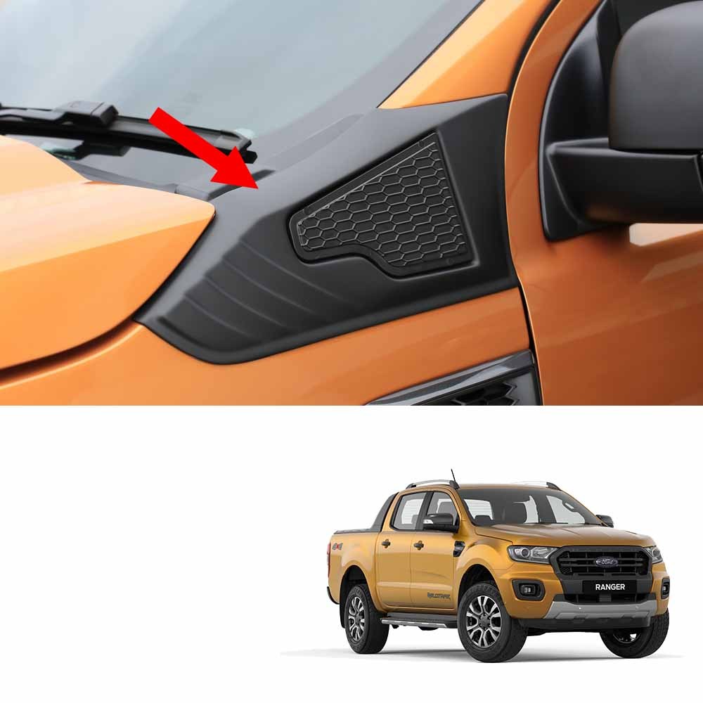 Pair Matte Black Side Vent Hood Trim Garnish For Ford Ranger New Pickup 2018 19