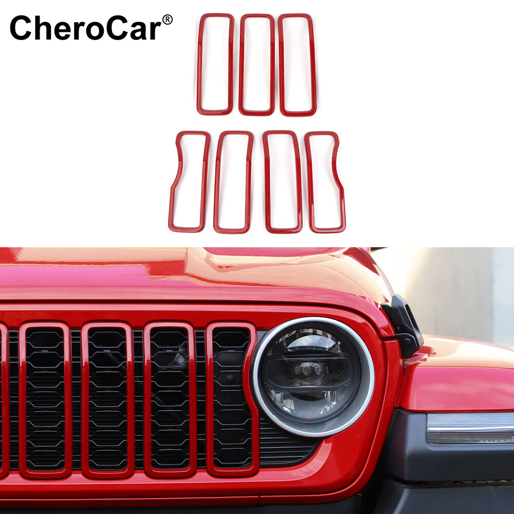 ⭕Headlight Grille Insert Cover Trim Overlay Kit for 2024-26 Jeep Wrangler JL JLU