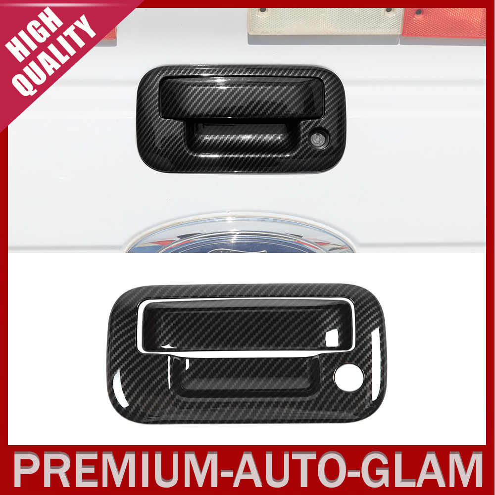Carbon Fiber Rear Tailgate Handle Cover Trim for Ford F150 09-14 No Camera Hole