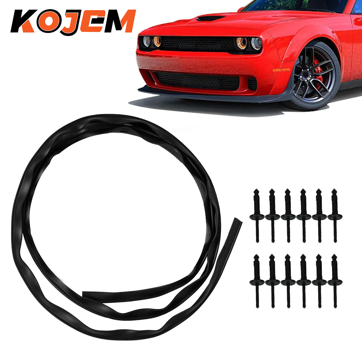 Front Hood Bumper Weatherstrip Seal & Rivets Fits Dodge Challenger 2008-2022