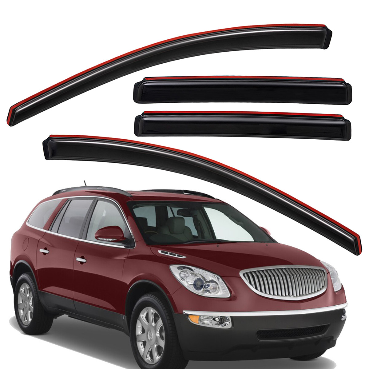 For 08-17 Buick Enclave In-Channel Sleek Smoke Rain Guard Window Visor Deflector