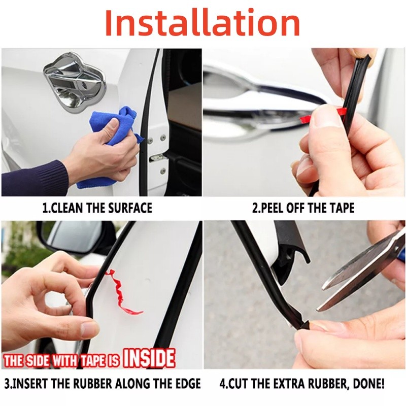 32.8Ft Car Door Edge Guard Moulding Trim Rubber Edge Strip Seal Protector Parts