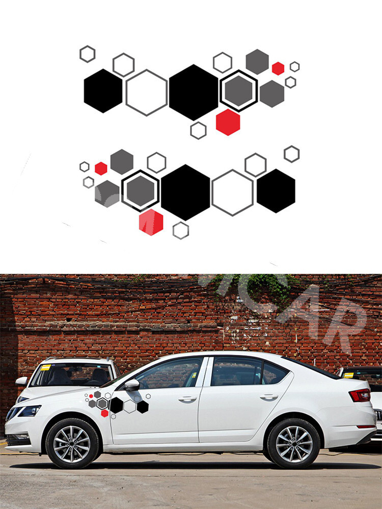 Car Hexagon Honeycomb Side Stickers Decals Graphics Vinyl Decorative Waterproof