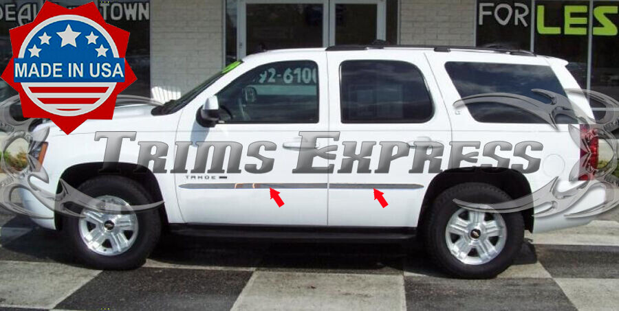 2007-2014 Chevy Tahoe 4Pc Flat Chrome Body Side Molding Trim 1.5″ Stainless