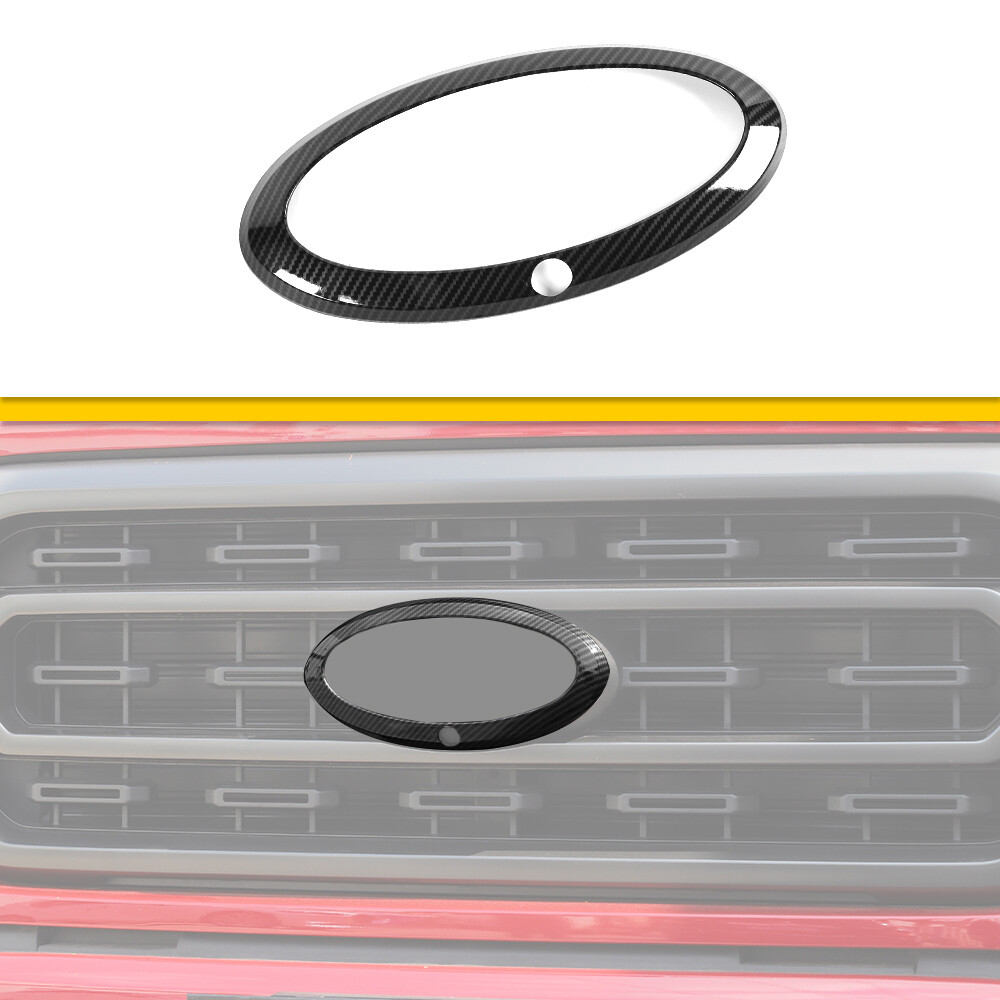 Carbon Front Grille Logo Emblem Badge Cover Trim For Ford F150 2021+ With Camera