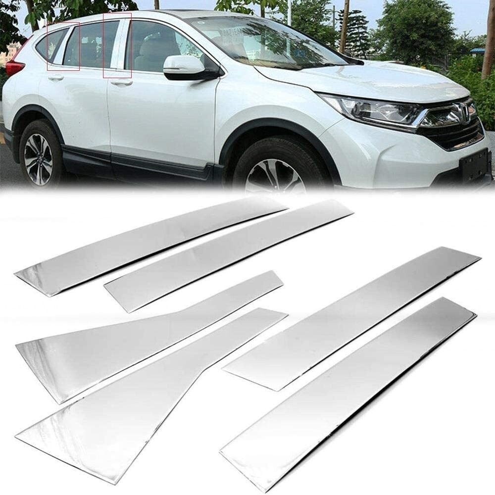 6pcs Polished 304 Stainless Steel Window Pillar Panel Covers Fits 17-22 CRV