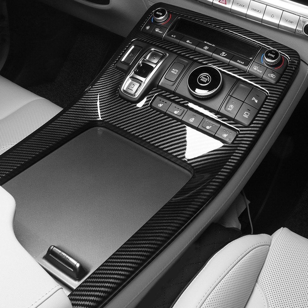 Carbon Center Console Gear Shift Panel Cover Trim For Hyundai Palisade 2020-2022