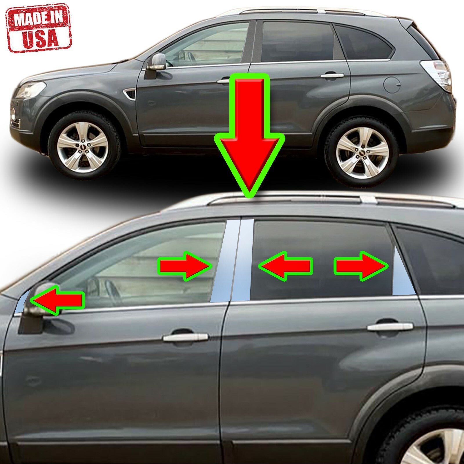 Chrome Pillar Trim for Chevy Captiva & Daewoo Winstorm 06-15 8pc Set Door Post