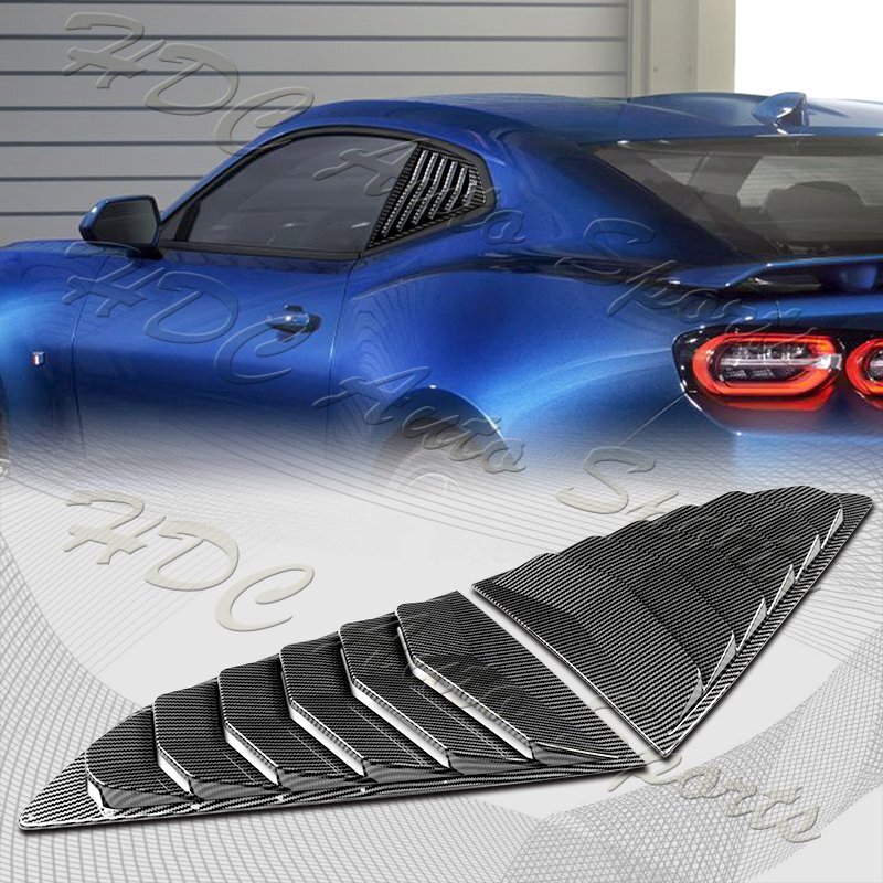 For 16-21 Chevy Camaro Carbon Look Side Window Louvers Scoop Cover Vent LH+RH