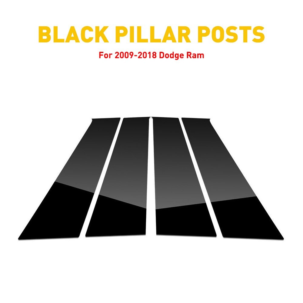 Glossy Black Decorative Pillar Posts stickers For 2009 2010-2018 Dodge Ram 1500