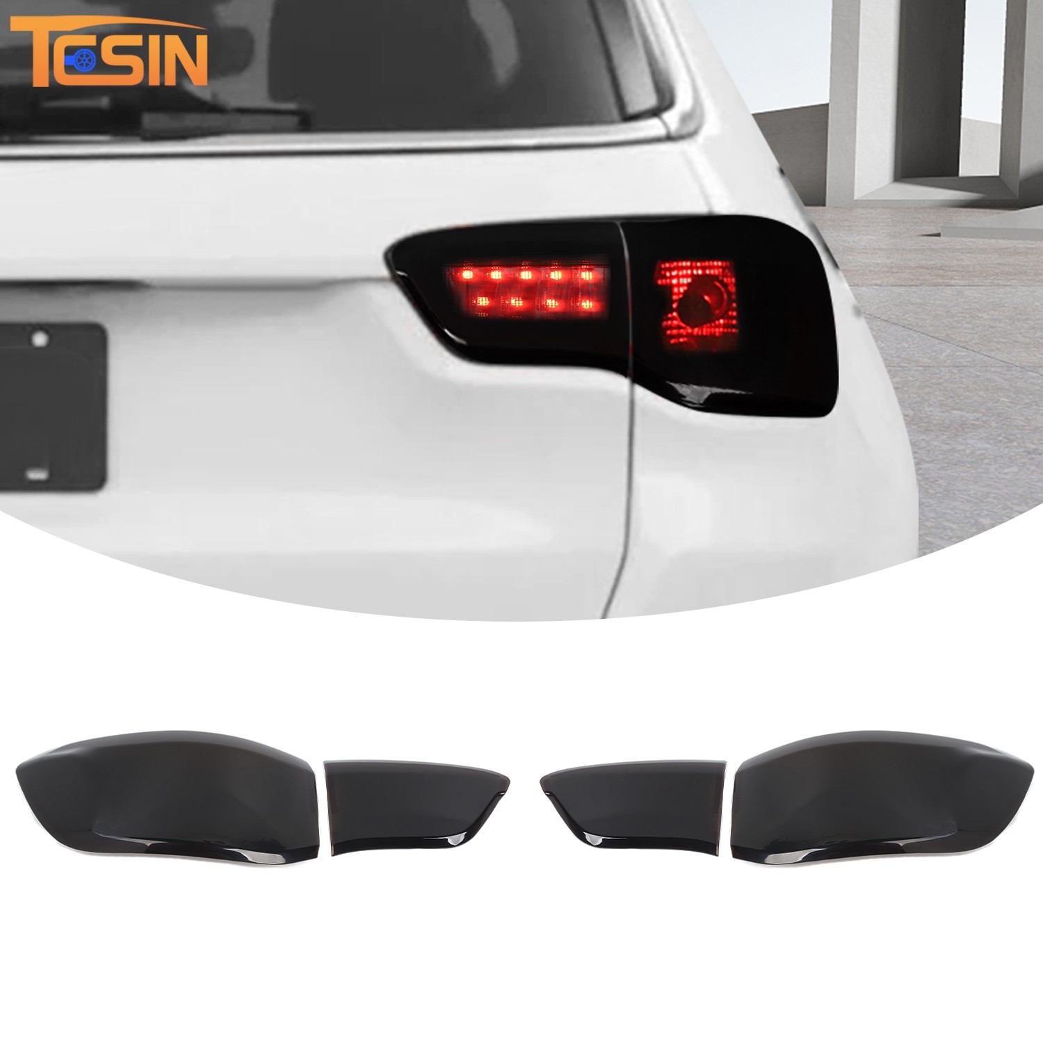 Smoked Black Side Tail Light Cover Guard Trim for Jeep Compass 17-25 Accessories