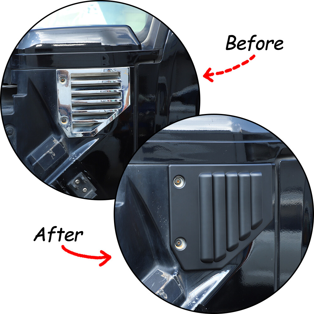 2PCS For Hummer H2 2003-2009 Matte Black Side Fender Vent Grill Frame Trim