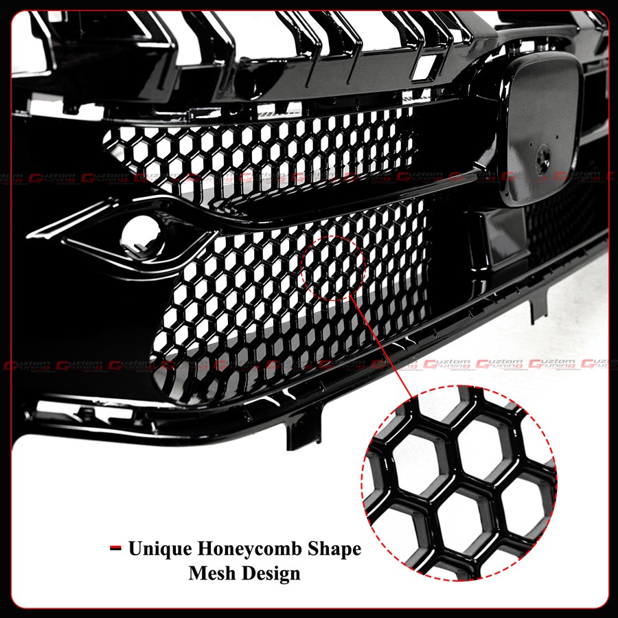 For 22-24 Civic Si & Hatchback VS Gloss Black Front Upper + Type-R Lower Grille