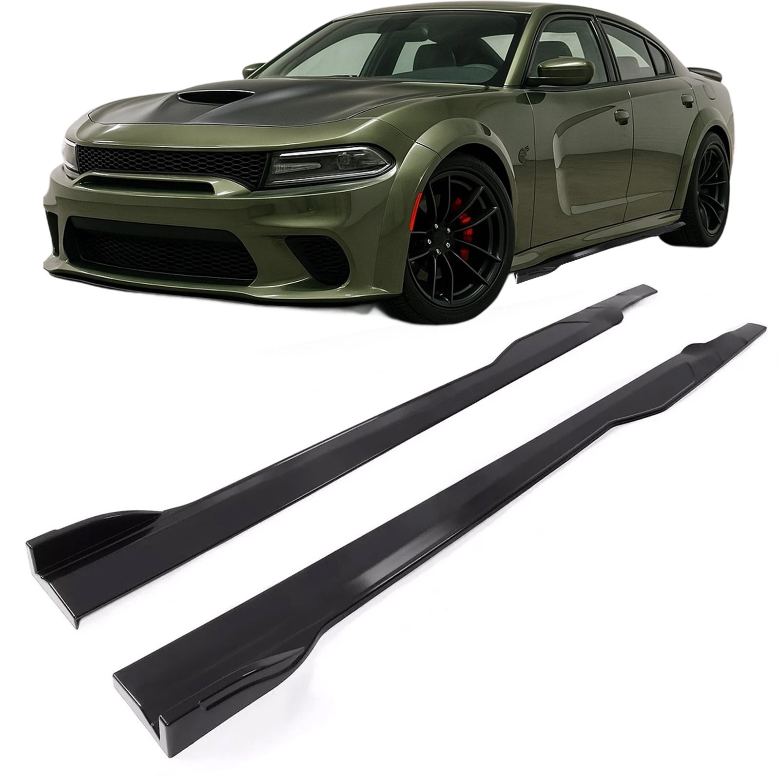 Side Skirt Rocker Panels Body Kit For Dodge Charger SRT 15-23 Extension Splitter