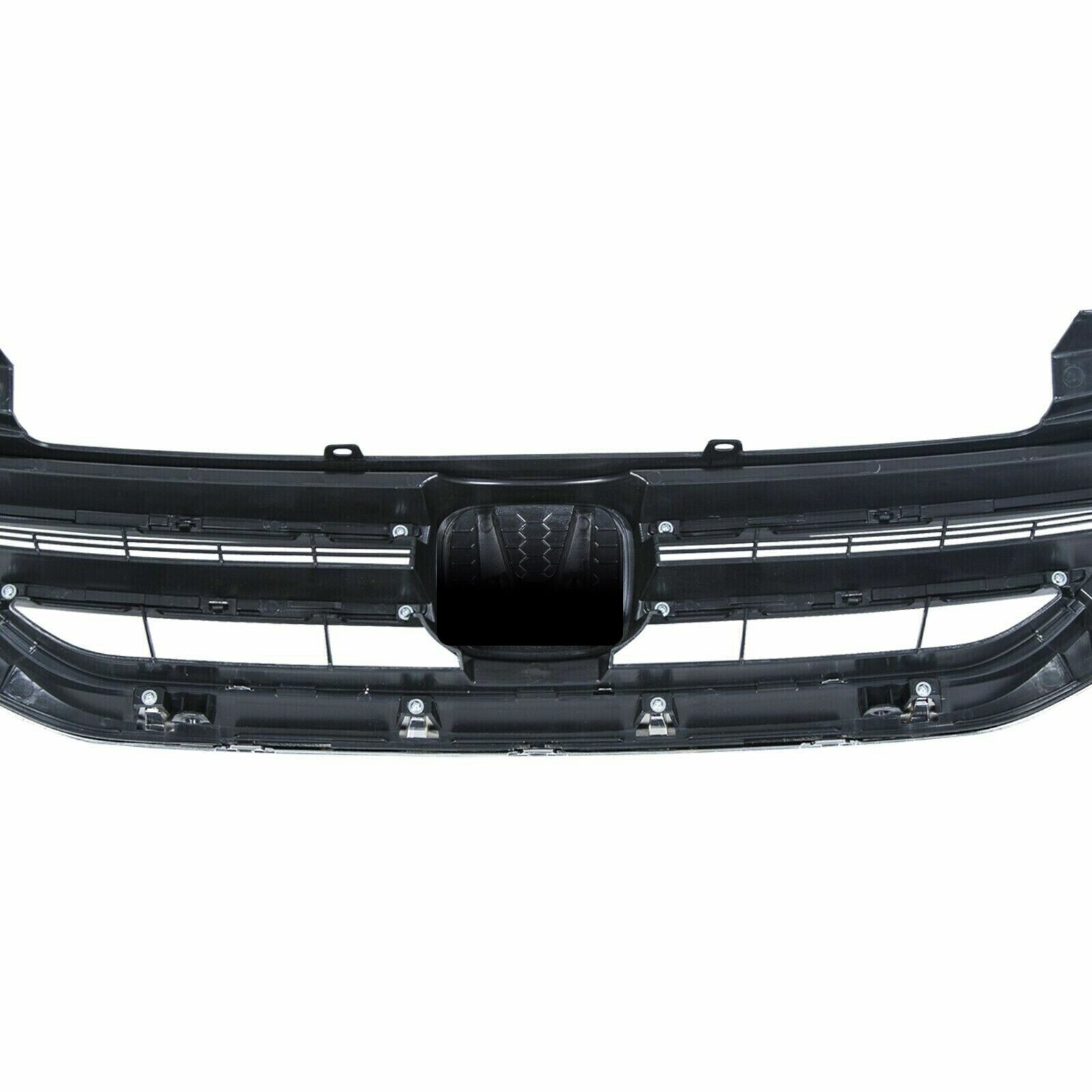 3PCS For 2013-2015 Honda Accord Front Upper & Lower Grille + Chrome Molding Trim