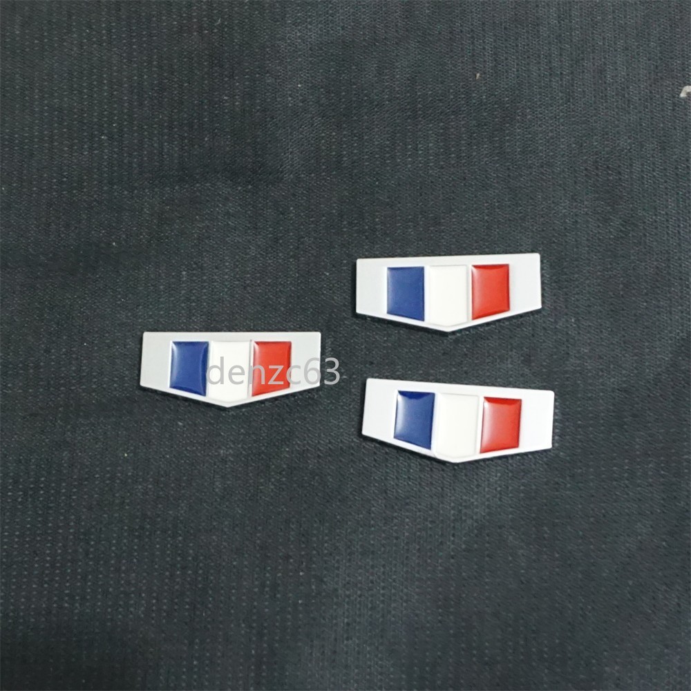 3x Chrome France Flag Silver Metal Emblem Sticker Decal Badge Diesel Type Sports