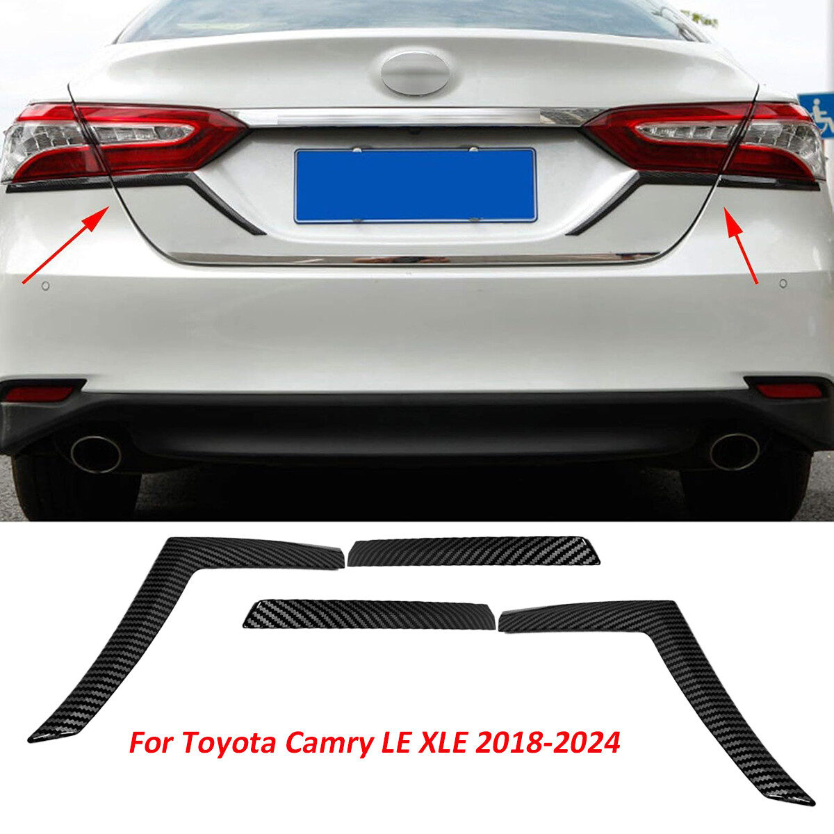 For 2018-2024 Toyota Camry LE XLE Rear Tail Lights Eyebrow Cover Trim Strip 4-pc