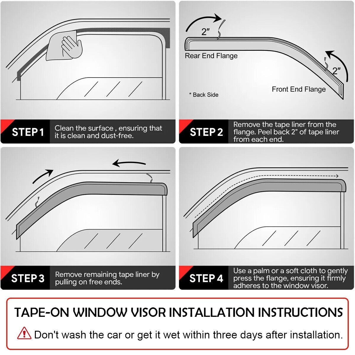 For Acura TLX Sedan 2015-2020 3D JDM-Mugen Style Window Visor Rain Guard Vents