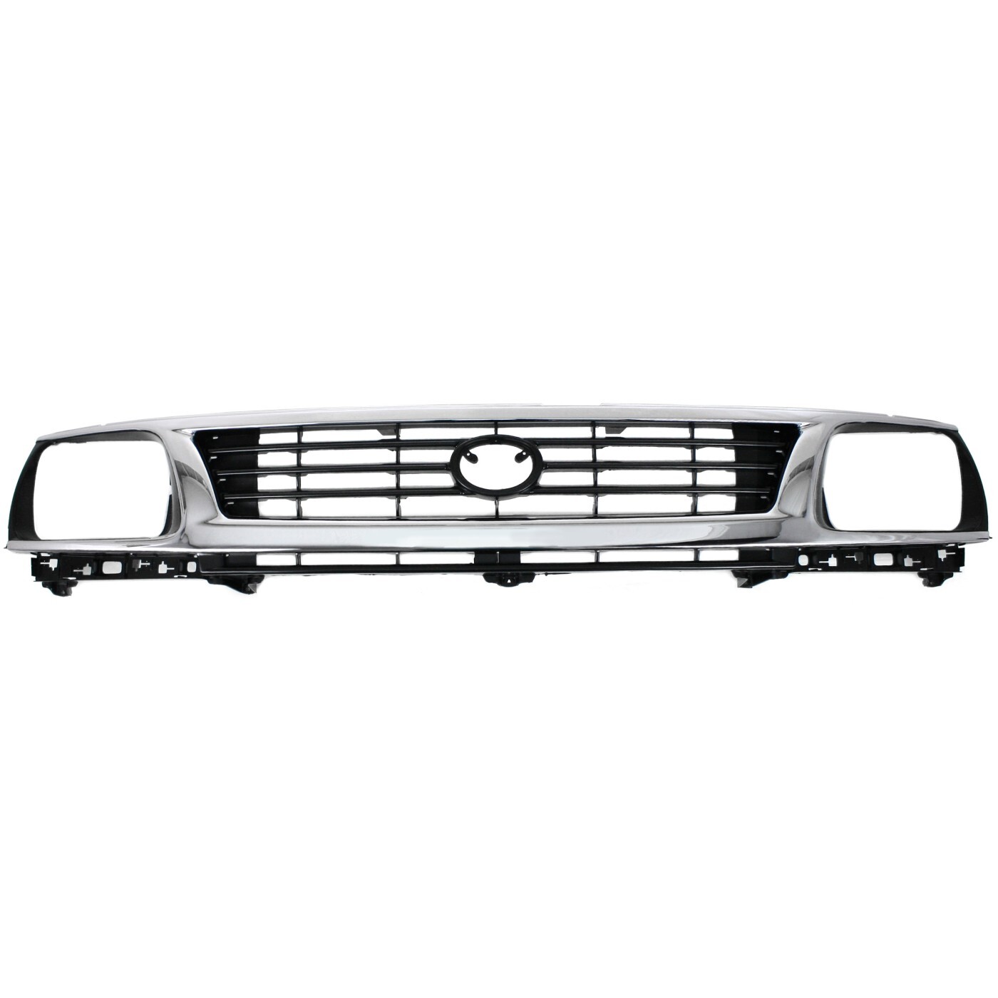 Grille For 95-96 Toyota Tacoma Chrome Shell w/ Black Insert Plastic