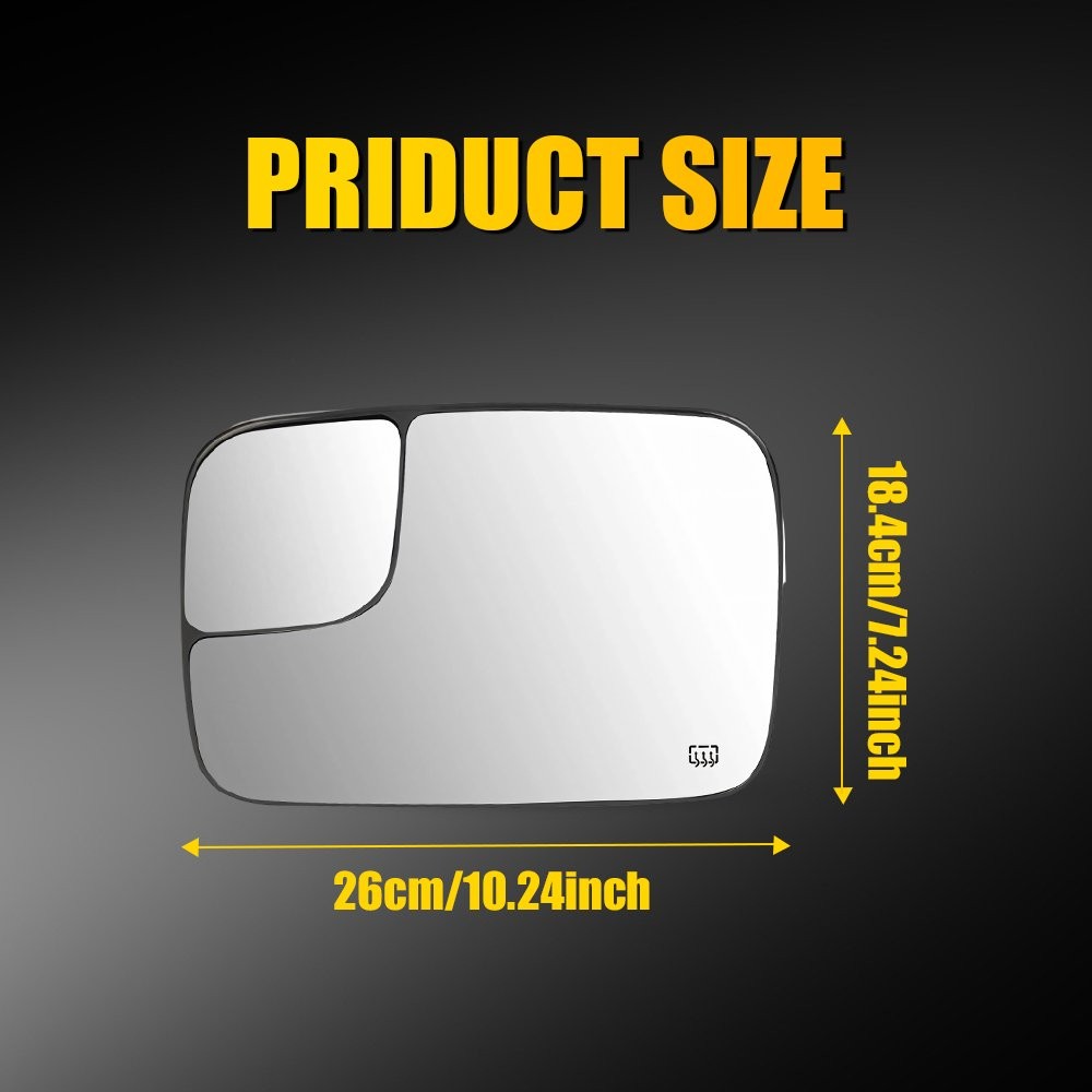 Mirror Glass fits 05-09 Dodge Ram Pickup Driver or Passenger Side Glass w/ Base