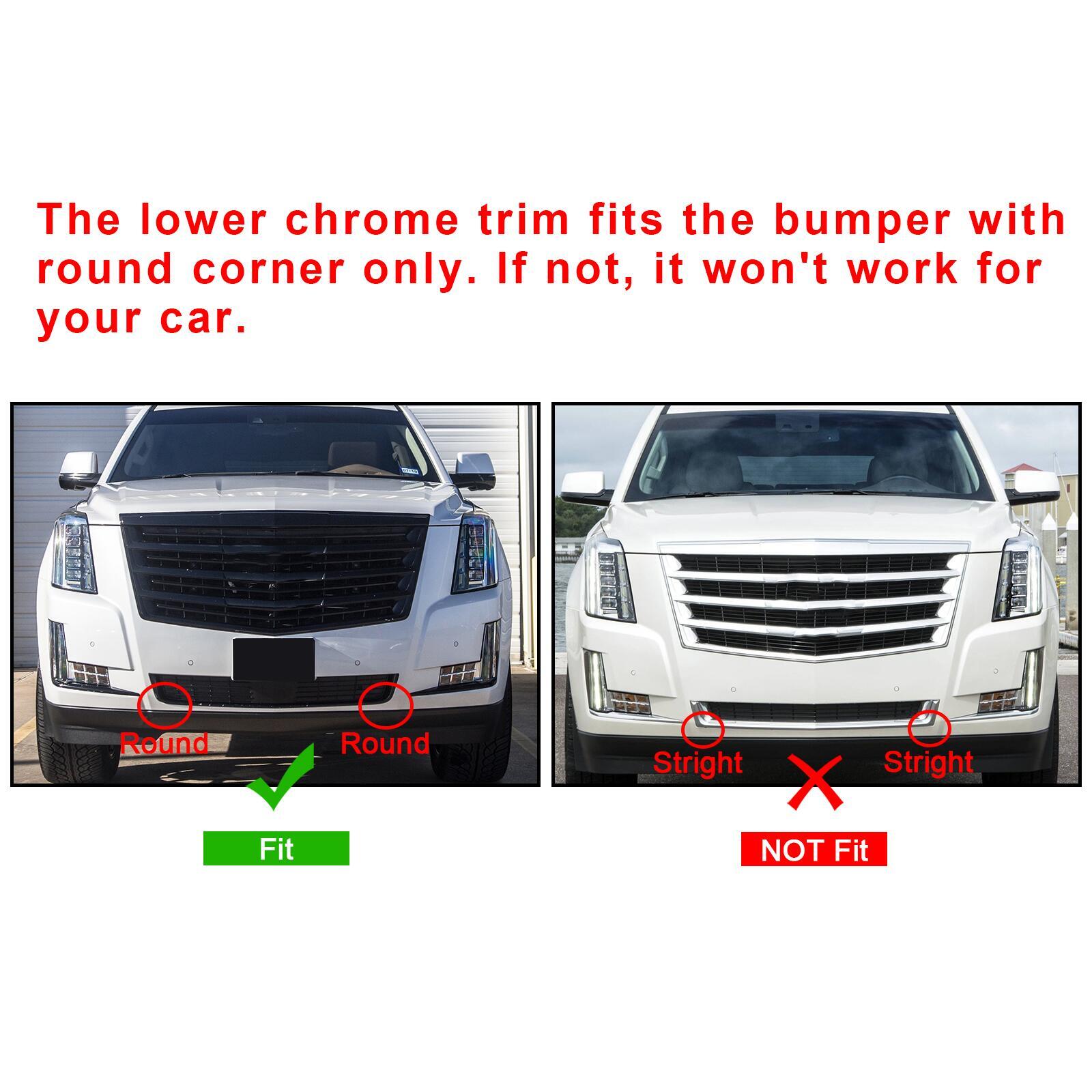 For Cadillac Escalade 2015-2020 Front Bumper Chrome Trim Grille Lower Face bar