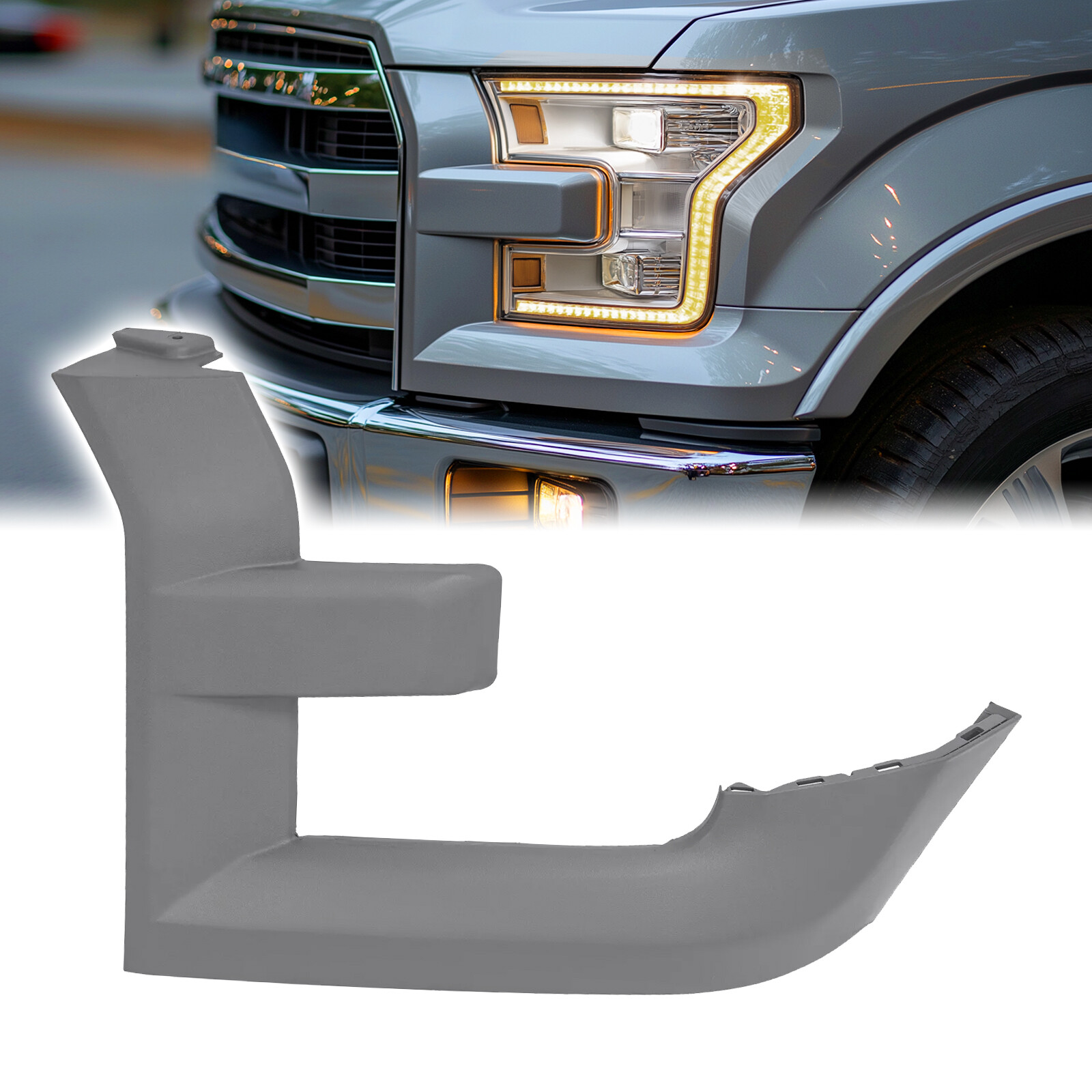 Left Right Gray Headlight Bezel Trim Molding Grille For Ford F150 F-150 2015-17