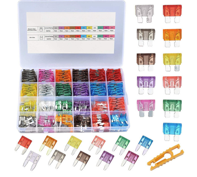 Automotive Standard & Mini Size Blade Fuses Assortment Kit For Car SUV Boat RV