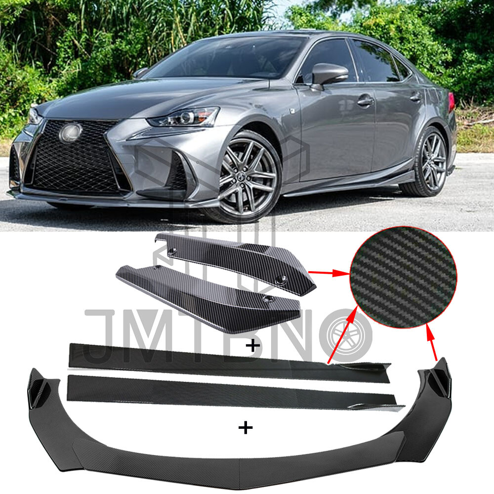 For Lexus IS300 IS350 Carbon Fiber Front &Rear Bumper Lip Splitter + Side Skirt