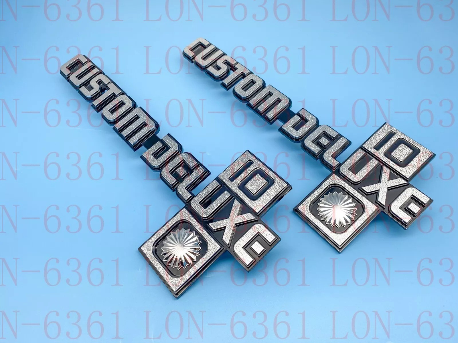 set of 2 silver front fender emblem badge for 81-87 c10 r10 k10 custom deluxe 10
