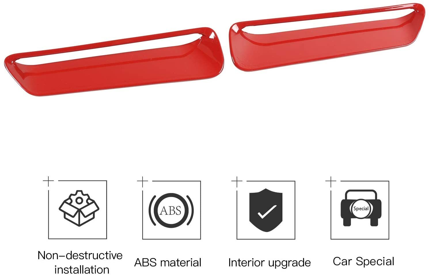 2PCS Hood Scoop Air Vent Cover Trim For Dodge Challenger 2015+ Red Accessories