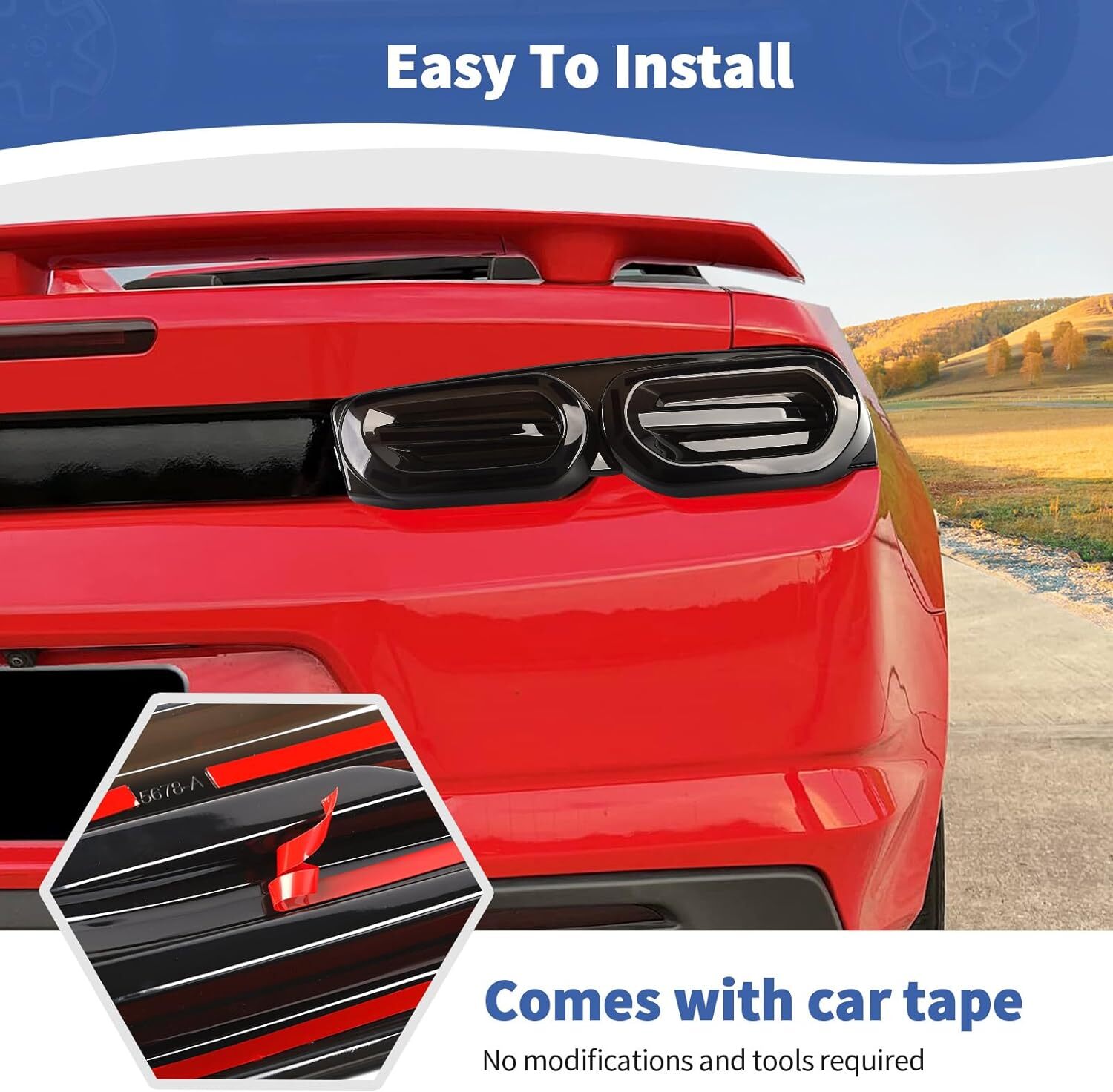 Rear Tail Light Lamp Guard Cover Trim Frame for Chevy Camaro 2019+ Smoked Black