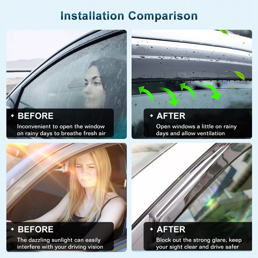 Window Visors Vent Rain Guards Deflector For 2015-2020 Acura TLX JDM Mugen Style
