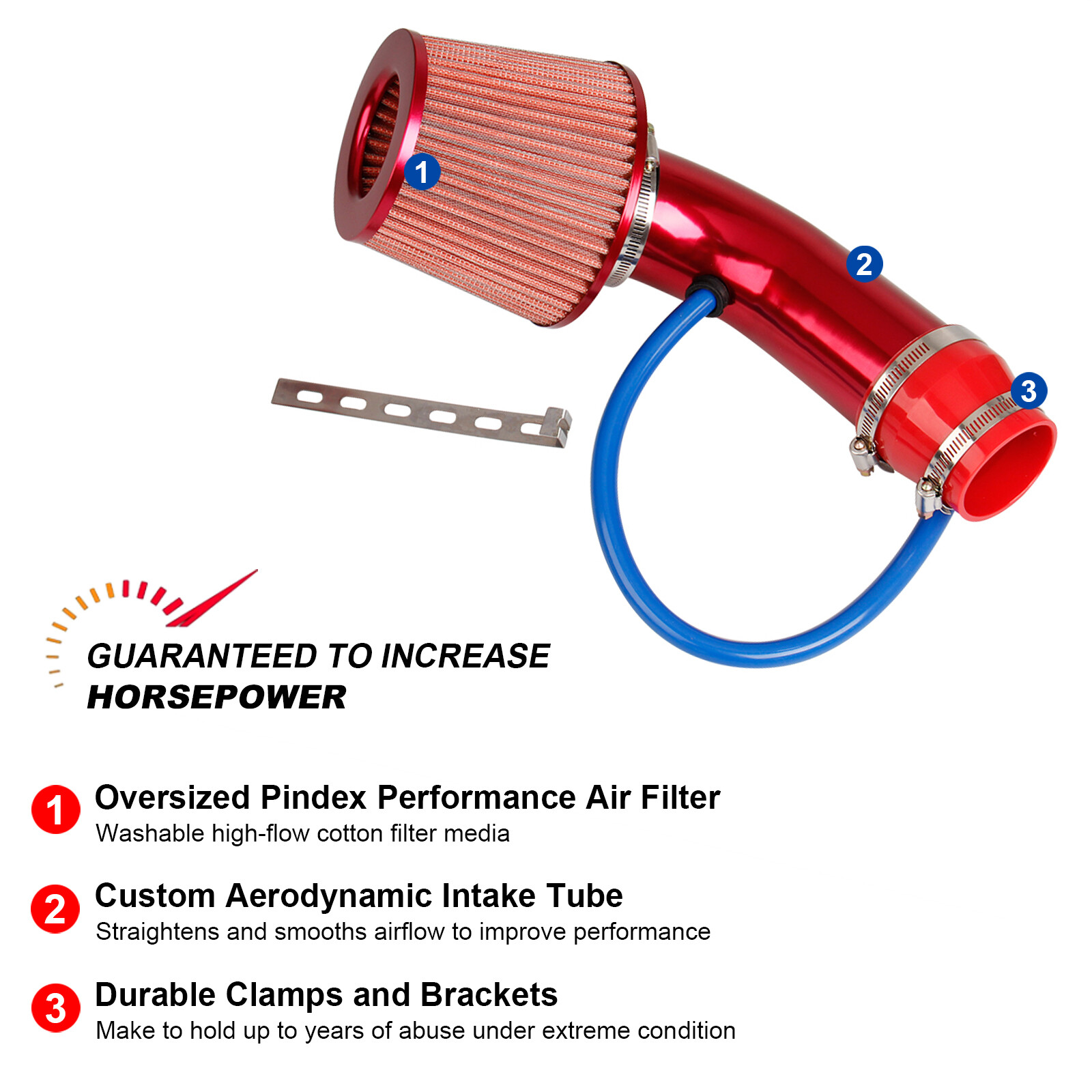 Car Cold Air Intake Filter Induction Kit Pipe Power Flow Hose System Auto Part