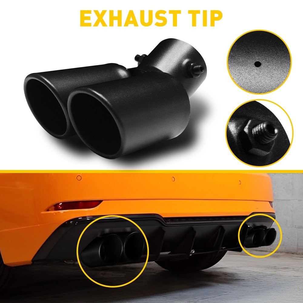 Matte Black Stainless Steel Exhaust Tip For outlet 1.5-2.4inch tailpipe Polished